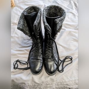Women's Size 10 Lace Up Bamboo Black Boots